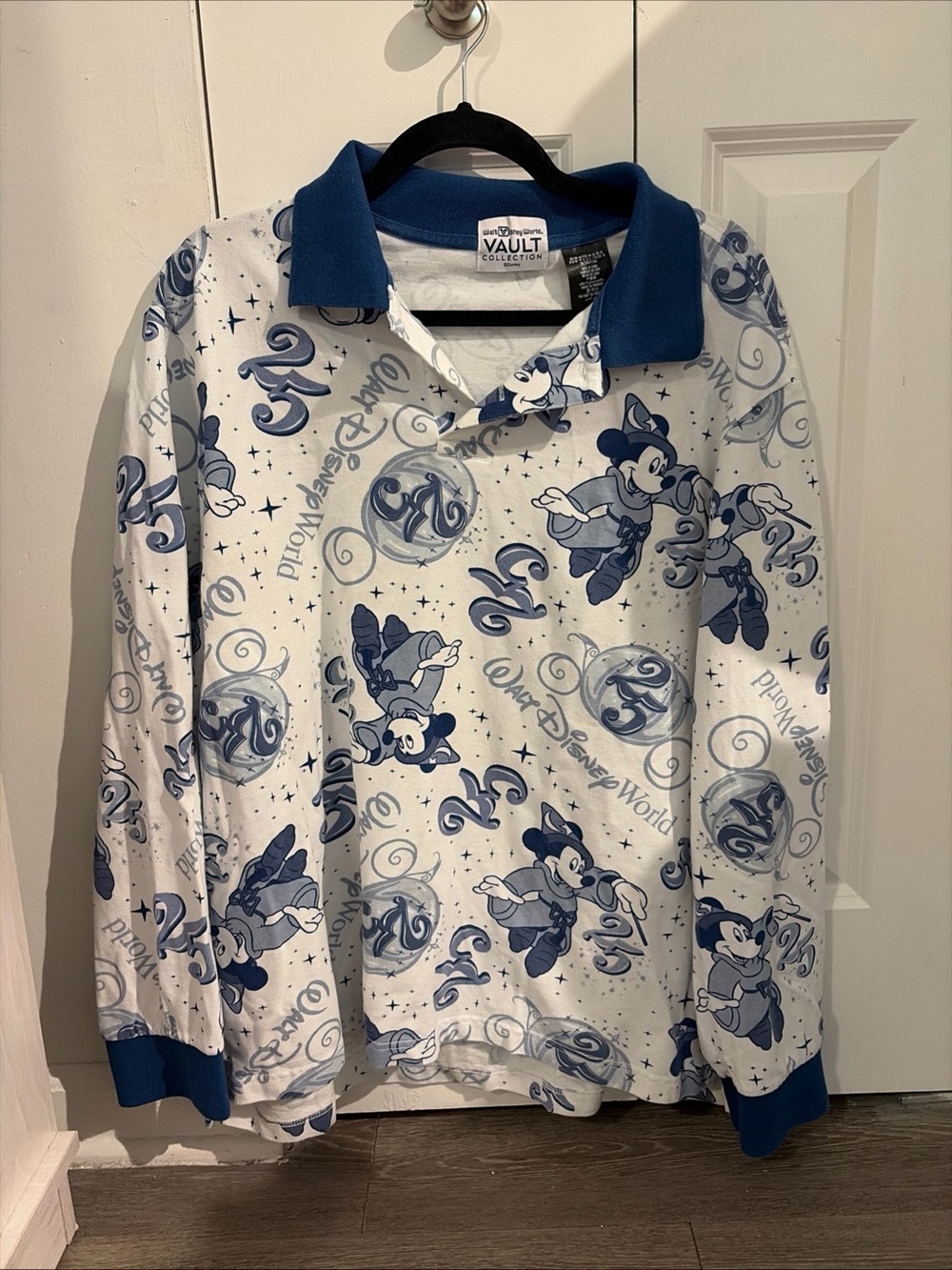 Disney Blue & White Vault Collection Polo with Mickey Accents